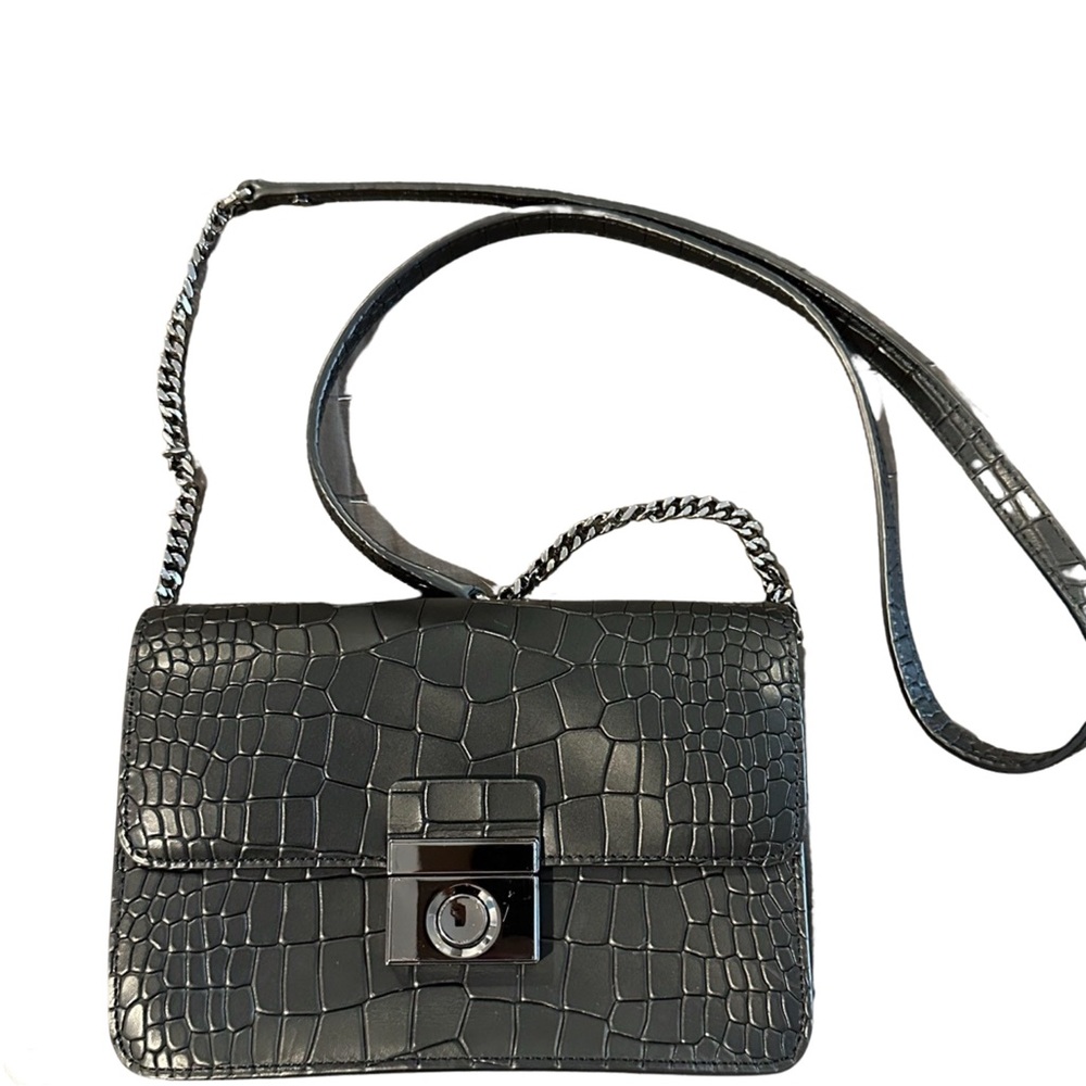 Milly Black Leather Purse with Leather and Chain strap.
